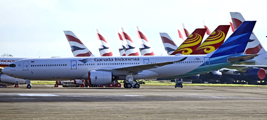 Airliners in Storage in Europe ... Garuda Indonesia, British Airways, and others awaiting their return to service 